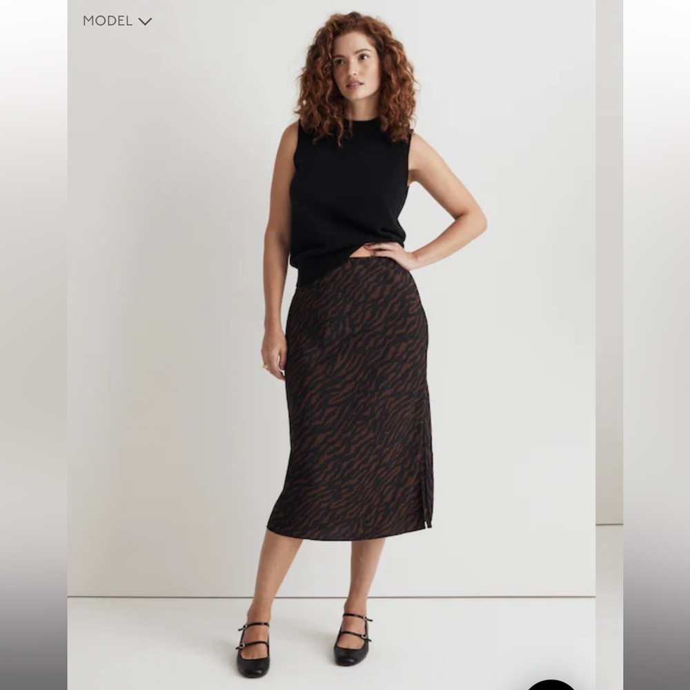 Madewell Layton Midi Slip Skirt in animal print